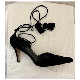 Yves Saint Laurent-Chaussures de soirée YSL Sevilla en velours et chevreau-Noir