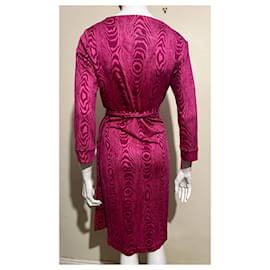 Diane Von Furstenberg-DVF Julian Two Pink Mid Length Wrap Dress Silk-Pink