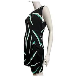 Diane Von Furstenberg DvF Vestido “Carpreena Mini” Preto Branco Verde