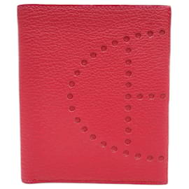 Hermès-NEW HERMES EVELYNE RED BOUGAINVILLIERS GOAT LEATHER WALLET WALLET-Red