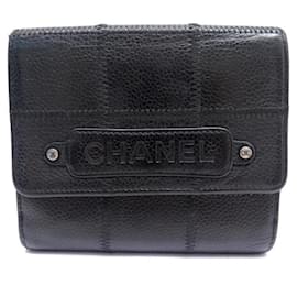 Chanel-CHANEL WALLET PURSE WITH FLAP CAVIAR LEATHER CARD HOLDER WALLET-Black