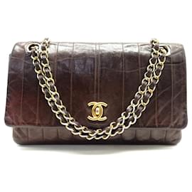 Chanel-VINTAGE CHANEL HANDBAG CC CLASP IN QUILTED LEATHER PURSE PURSE-Brown