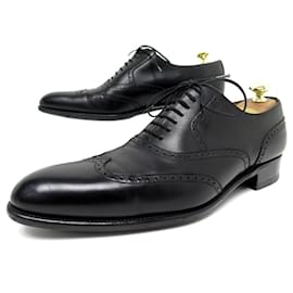 JM Weston-JM WESTON SHOES 528 RICHELIEU BOUT FLORAL 8.5C 42.5 BLACK LEATHER SHOES-Black
