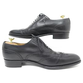 JM Weston-JM WESTON SHOES 528 RICHELIEU BOUT FLORAL 8.5C 42.5 BLACK LEATHER SHOES-Black