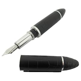 Louis Vuitton-LOUIS VUITTON CARGO N FOUNTAIN PEN77222 BLACK ALLIGATOR LEATHER FOUNTAIN PEN-Black