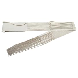 Maison Martin Margiela-MAISON MARTIN MARGIELA WHITE SCARF STOLE IN SILK AND WHITE CHAINS SCARF-White