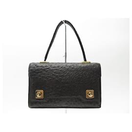 Autre Marque-VINTAGE SCHILTZ PIANO TYPE HANDBAG IN BROWN OSTRICH LEATHER OSTRICH HAND BAG-Brown