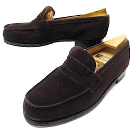 JM Weston-JM WESTON SHOES 180 Church´s Loafers 6.5D 40.5 BROWN SUEDE LOAFERS SHOES-Brown