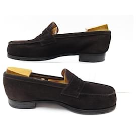 JM Weston-JM WESTON SHOES 180 Church´s Loafers 6.5D 40.5 BROWN SUEDE LOAFERS SHOES-Brown