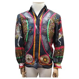 Hermès CAMICIA CAMICIA FUOCHI D'ARTIFICIO HERMES SCIARPA 38 M CAMICIA IN SETA MULTICOLORE Multicolore