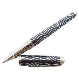 PENNA A SFERA ST DUPONT ED LIMITATA OLYMPIO NEPTUNE NERA E LACCA CINESE ARGENTO Argento
