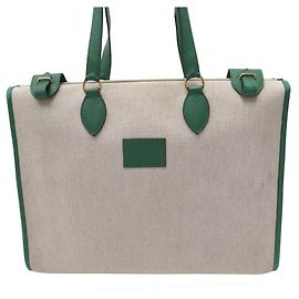 Hermès VINTAGE HERMES KABA HANDBAG 40 BEIGE CANVAS & LEATHER HAND TOTE BAG Beige