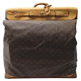 Louis Vuitton-LOUIS VUITTON STEAMER TRAVEL BAG 55 MONOGRAM CANVAS LUGGAGE TRAVEL BAG-Brown