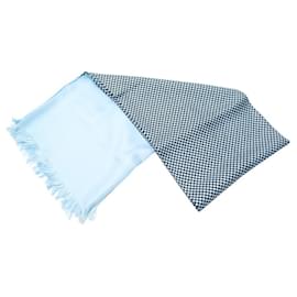 Hermès-HERMES STOLE ECHARPE IN BLUE AND BLACK SILK BLACK AND BLUE SILK SCARF-Blue