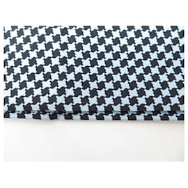 Hermès-HERMES STOLE ECHARPE IN BLUE AND BLACK SILK BLACK AND BLUE SILK SCARF-Blue