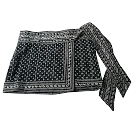 Isabel Marant Etoile-ISABEL MARANT ETOILE Black printed cotton mini skirt NEW CONDITION S36-Black