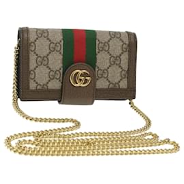 Gucci-GUCCI Ophdia GG Web Sherry Line Cell Phone Case Beige Red 523163 Auth ro886-Red,Beige