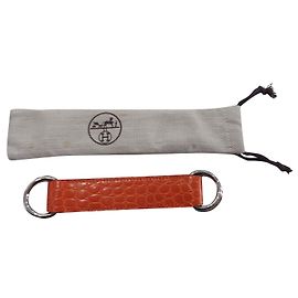 Hermès Hermes Cinto cachecol de couro de crocodilo laranja Laranja