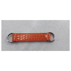 Hermès-Hermes Crocodile leather scarf belt orange-Orange