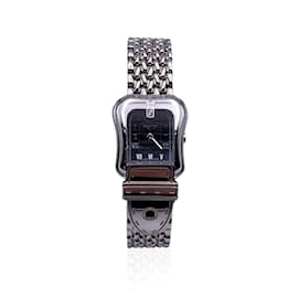 Fendi-Acier inoxydable B. BUCKLE 3800 L montre-bracelet à quartz cadran noir-Argenté