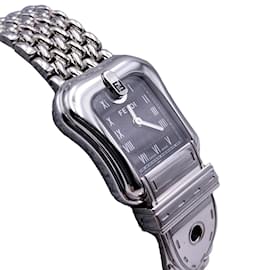 Fendi-Stainless Steel B. BUCKLE 3800 L Quartz Wrist Watch Black Dial-Silvery