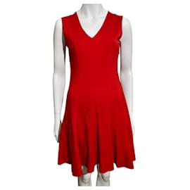 Paul Smith Black-Rotes Fit-and-Flare-Kleid aus Woll-/Viskose-Jersey von Paul Smith-Rot