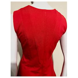 Paul Smith Black-Rotes Fit-and-Flare-Kleid aus Woll-/Viskose-Jersey von Paul Smith-Rot