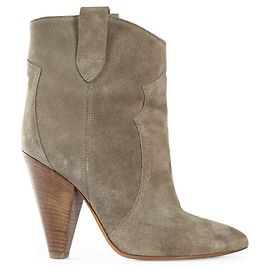 Isabel Marant Etoile Khaki Suede Almond Toe Ankle Boots Green Khaki