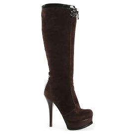 Fendi Brown Suede & Leather Fendista Platform Knee Boots Brown