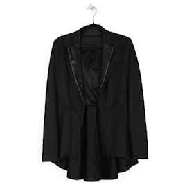 Autre Marque-Cushnie Et Ochs Black Wool & Lambskin Leather Blazer-Black