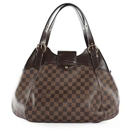 Louis Vuitton-Louis Vuitton Brown Damier Ebene Canvas Sistina GM Bag-Brown