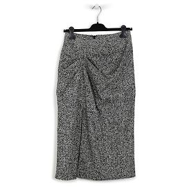 Elie Saab Black/White Polyester & Wool Draped Midi Skirt With Slit Multiple colors