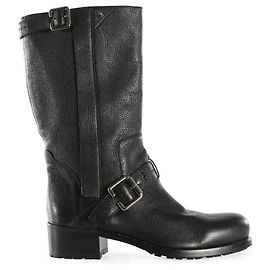 Christian Dior Black Leather Mid-Calf Flat Riding Boots Black