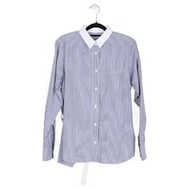 Sacai-Sacai Blue & White Cotton Striped Pleated Back Long Sleeves Shirt-Multiple colors