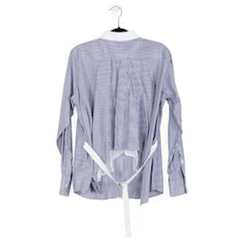 Sacai-Sacai Blue & White Cotton Striped Pleated Back Long Sleeves Shirt-Multiple colors