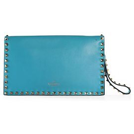 Pochette da polso Rockstud in nappa blu Valentino Garavani Blu