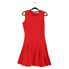 Christian Dior-Christian Dior Red Wool Sleeveless Flared Mini Dress-Red