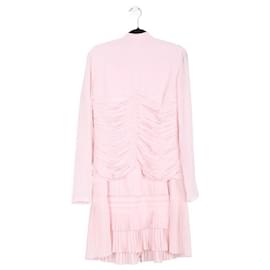 Christian Dior-Christian Dior Silk Front Zip Up Dress With Long Sleeves-Pink