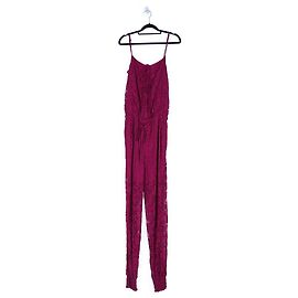 Dolce & Gabbana Magenta Cotton/Lace Spaghetti Straps Jumpsuit Pink