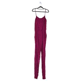 Dolce & Gabbana-Dolce & Gabbana Magenta Cotton/Lace Spaghetti Straps Jumpsuit-Pink