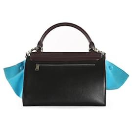 Céline-Petit sac à poignée trapèze Celine en cuir et daim noir/bordeaux/bleu-Multicolore