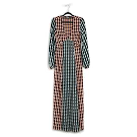 Autre Marque-Rixo Multicolor Knitted/Polyester Circle Motif Long Sleeves Maxi Dress-Multiple colors
