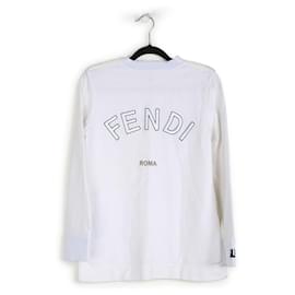 Fendi-Fendi White Cotton Embroidered Back Sweater With Shoulder Zippers-White