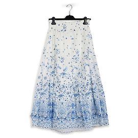 Ermanno Scervino Maxifalda de algodón con estampado floral en blanco y azul Multicolor