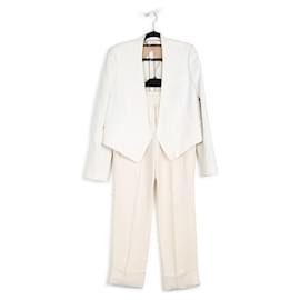 Chloé-Chloe Off-White Crepe/Acetate Blazer & Pants Set-White,Cream