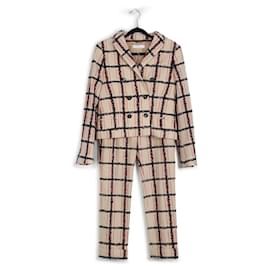 Chloé-Chloe Off-White/Red/Black Checkered Wool Pants & Blazer Set-Multiple colors