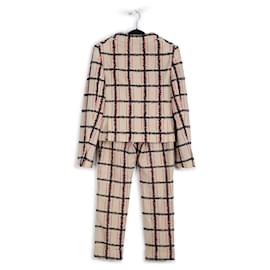 Chloé-Chloe Off-White/Red/Black Checkered Wool Pants & Blazer Set-Multiple colors