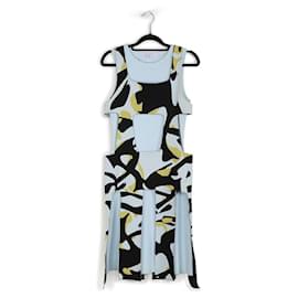 Christian Dior-Christian Dior Light Blue & Multicolor Viscose Cutouts Sleeveless Dress-Multiple colors