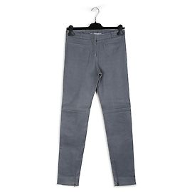 Calça skinny de couro de cordeiro cinza Christian Dior Cinza