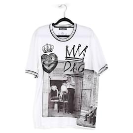 Dolce & Gabbana-Dolce & Gabbana White/Black Cotton D&G Crown Motif Short Sleeves T-Shirt-Multiple colors